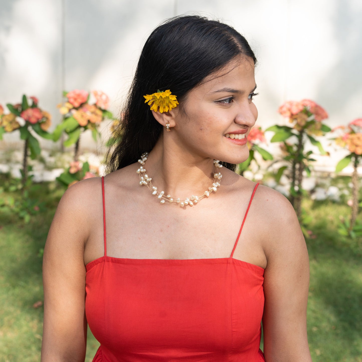 Red Cotton Spaghetti Midi Dress