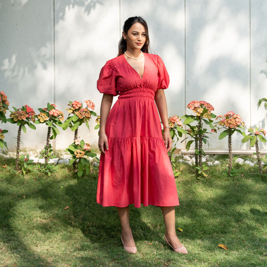 Coral Pink Poplin Dress
