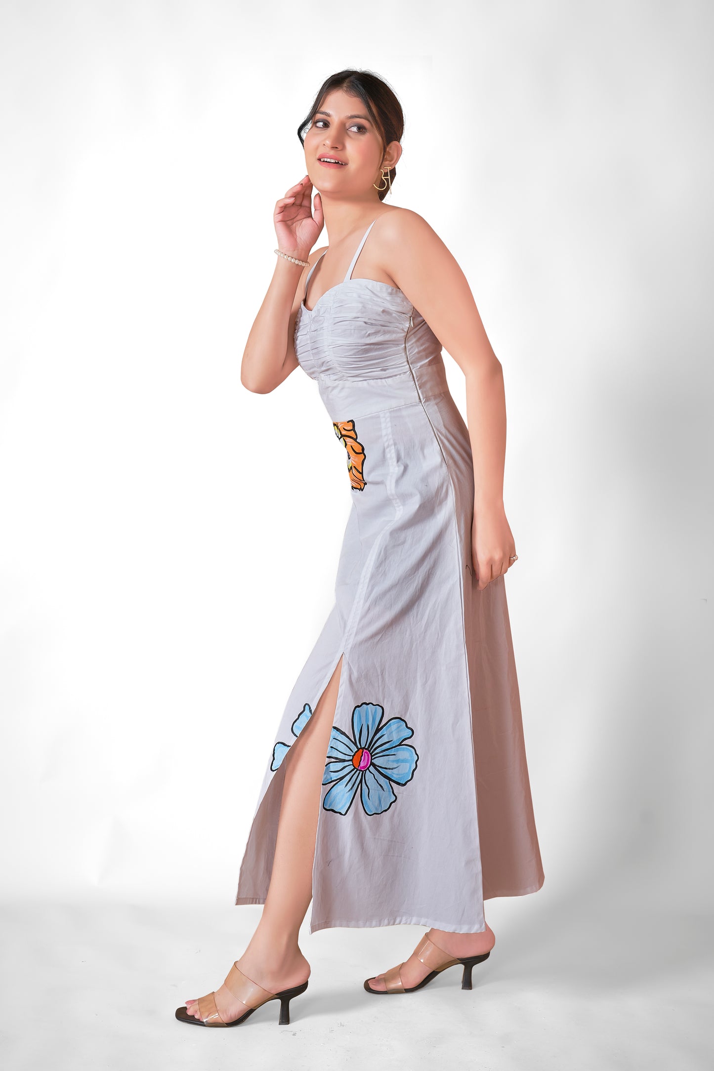 White Hand-painted Poplin Dress