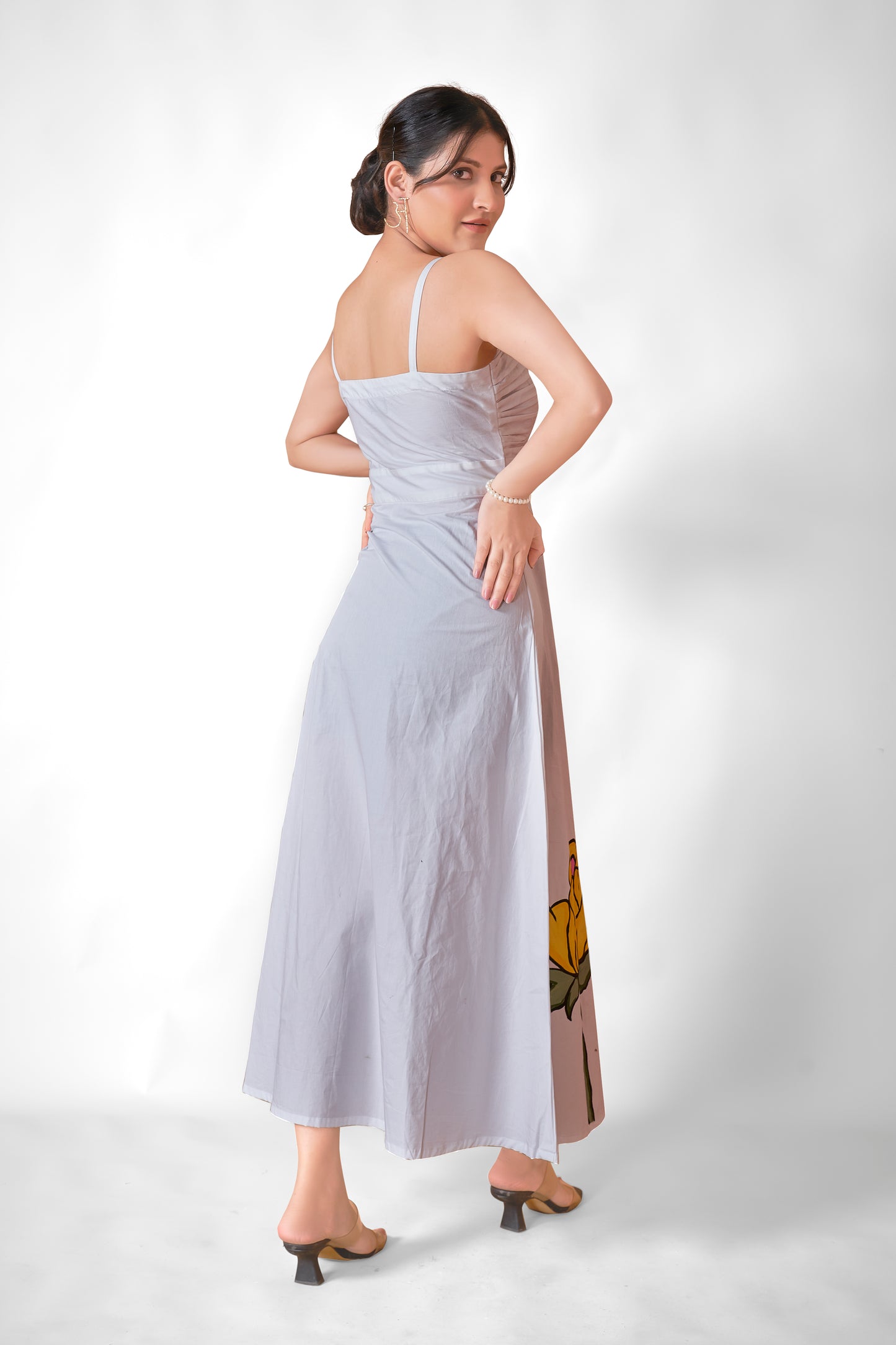 White Hand-painted Poplin Dress