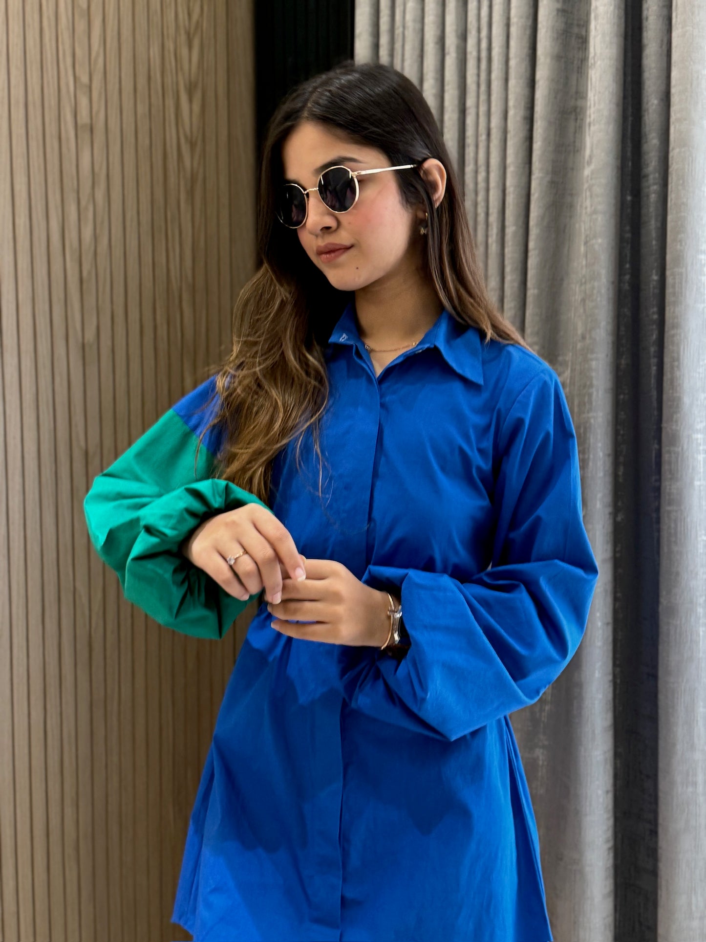Blue Green Shirt Dress