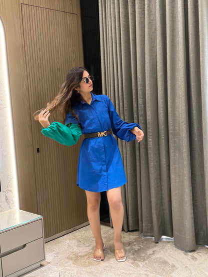 Blue Green Shirt Dress