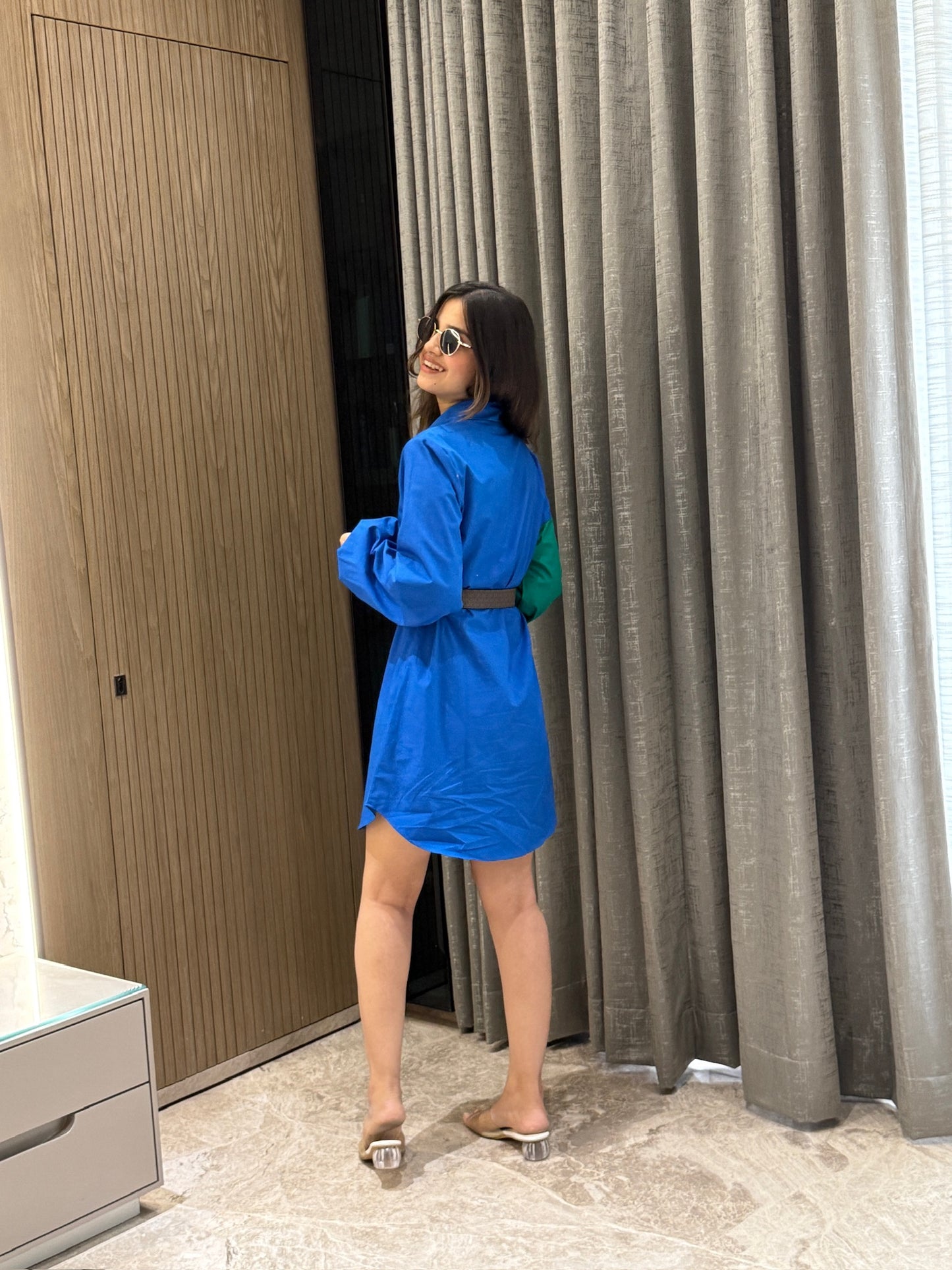 Blue Green Shirt Dress