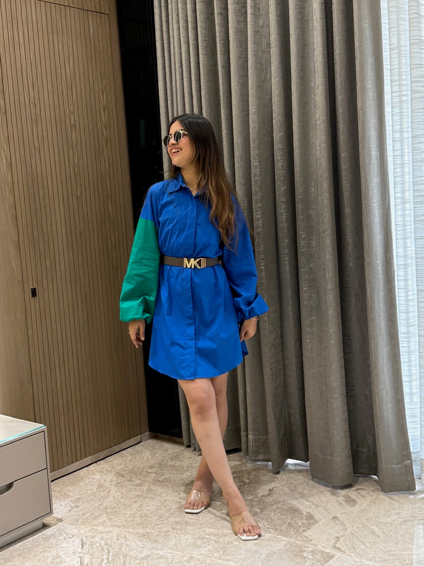 Blue Green Shirt Dress