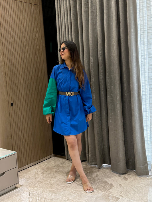Blue Green Shirt Dress